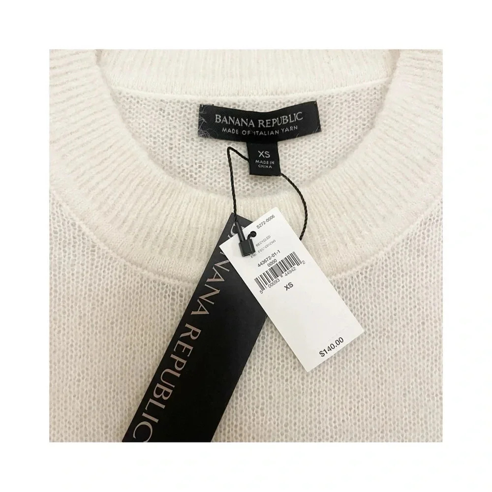 Banana Republic Ambra Crew Neck Alpaca Sweater Cream Ivory Size XS Extra Small - Picture 3 of 7
